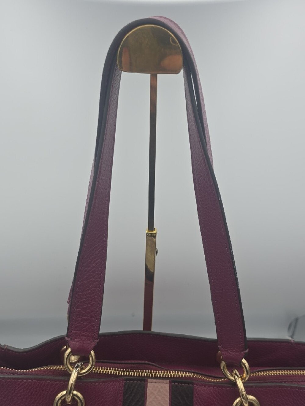 Coach Plum/Pink Varsity Stripe Ava Large Shoulder Bag W/ Gold Hardware (EUC)💖💜 - Picture 6 of 16